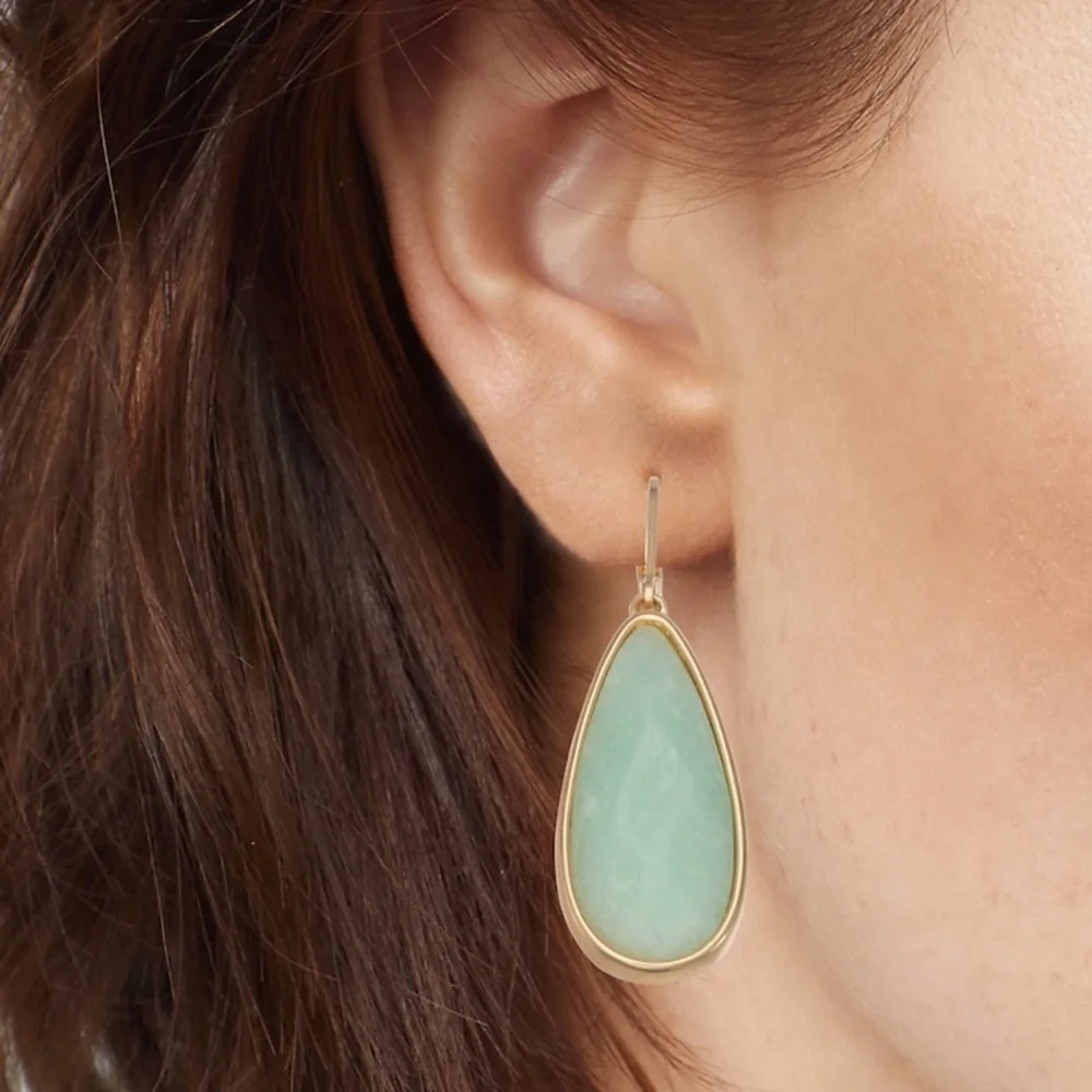 Nine West Gold and Green Teardrop Earrings